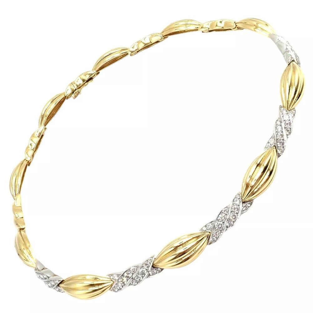 Authentic! Tiffany & Co 18k Yellow + White Gold 4ct Diamond Candy Necklace